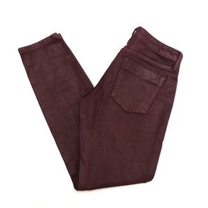 Banana Republic Maroon Coated Skinny Jeans Womens Size 26